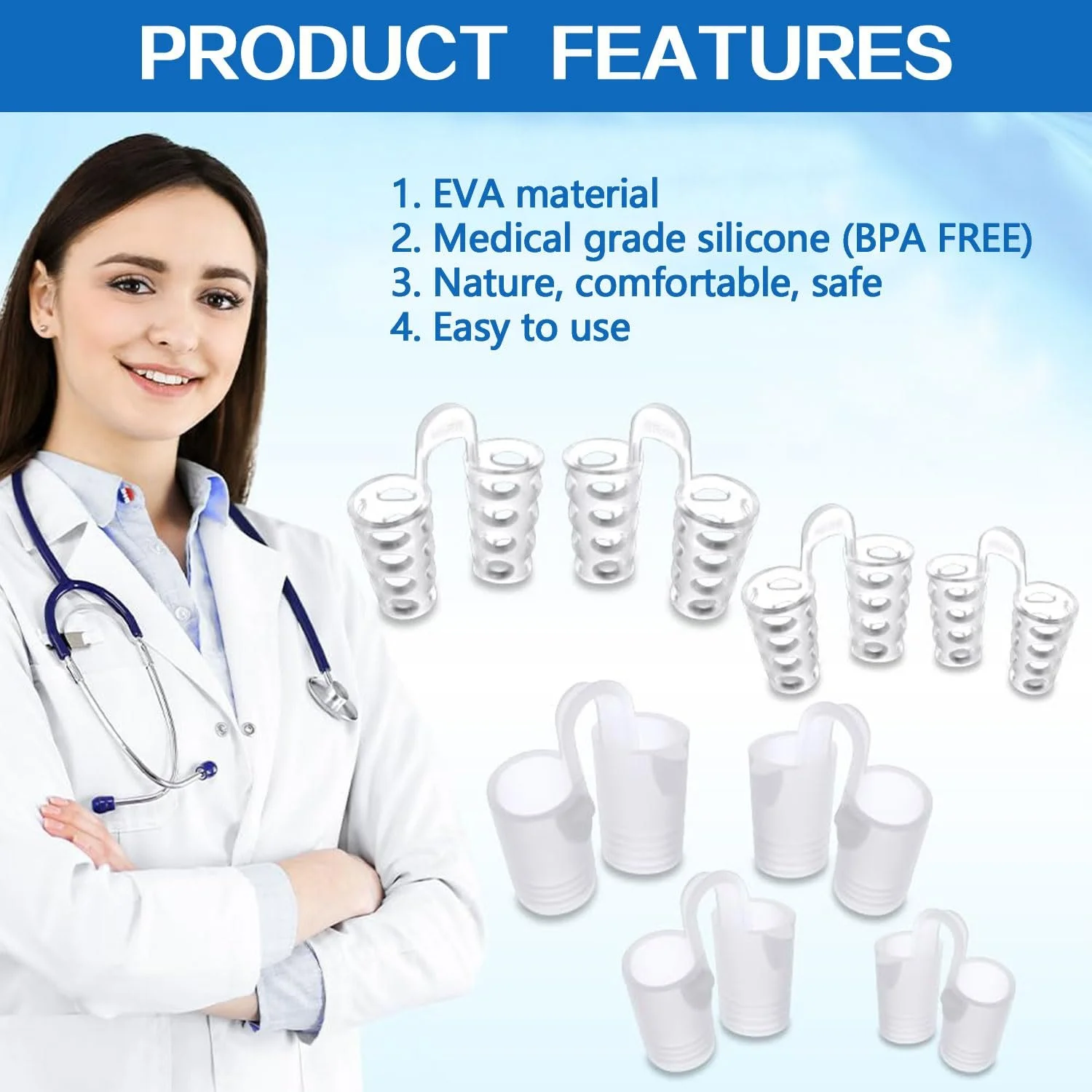 Расширитель для носа от храпа, многоразовое устройство, 8 шт., фото №3 Расширитель для носа от храпа, многоразовое устройство, 8 шт., фото №3