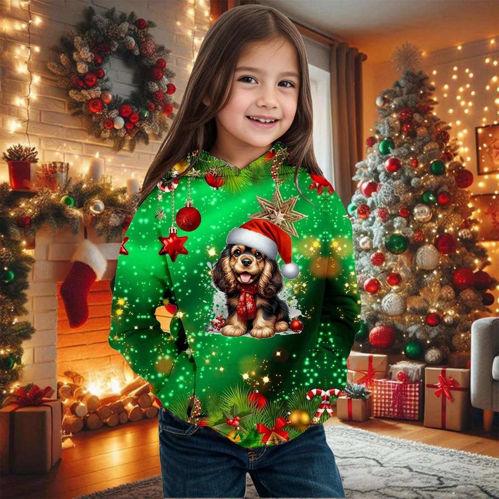 Худи Девочка Праздничный принт Цвет, фото №2