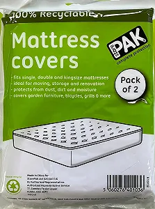 Чохол для матраца StorePAK King Size для перевезення, зберігання або транспортування Міцний багаторазовий водонепроникний пилозахисний (2 шт.) - Фото 1