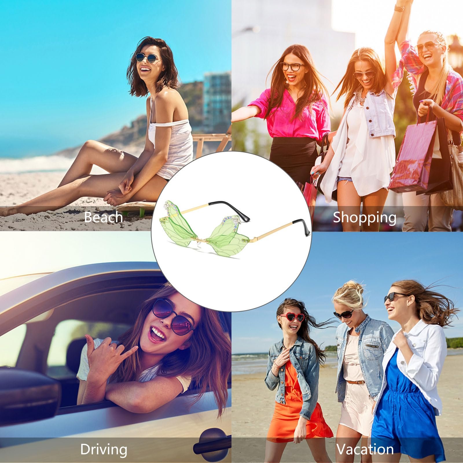 Сонцезахисні Окуляри Без оправи YAMEIZE Метелик Стрекоза, Металеві, UV400, для Чоловіків та Жінок, фото №6 Сонцезахисні Окуляри Без оправи YAMEIZE Метелик Стрекоза, Металеві, UV400, для Чоловіків та Жінок, фото №6