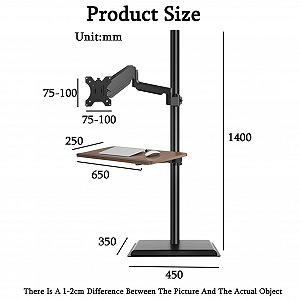 Напольная Стойка для Ноутбука Стальная Регулируемая с Полкой Максимальная нагрузка 9 кг synthetic.ua - Фото 1