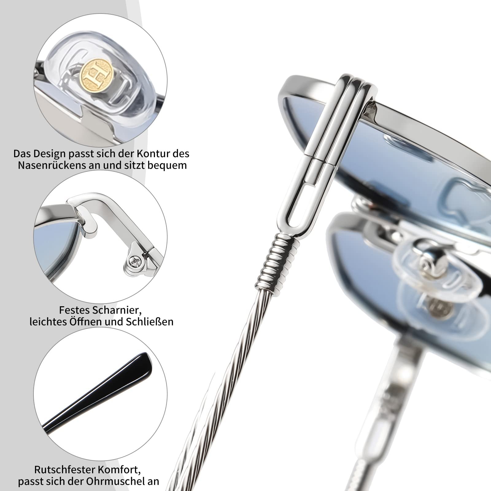 Сонцезахисні окуляри Чоловічі H HELMUT JUST Ультралегкі UV400 CAT 3 Ретро Металева оправа Поляризовані Унісекс, фото №4