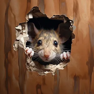 Наклейка на стіну 3D Mouse Hole Lifelike Brown Mouse Коричнева - Фото 1