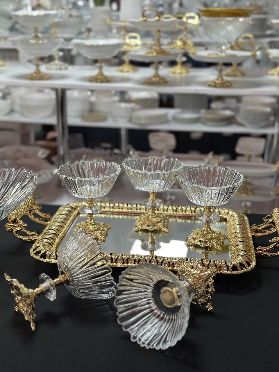 Таця дзеркальна з ручками прямокутний 45х32 см, фото №3