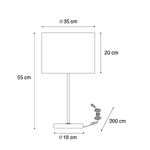 Настільна лампа Qazqa Kaso I Modern 35 см E27 Латунь/Сіра - Фото 1