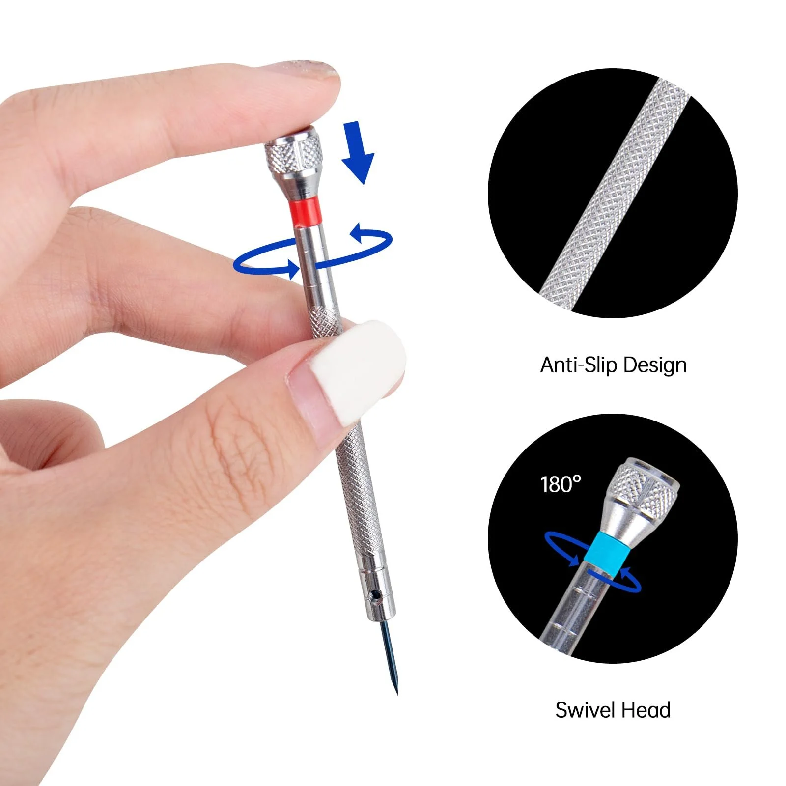Набор часовых отверток 13 шт Precision с демагнетизатором 0.6 мм - 2.0 мм с 13 запасными лезвиями, фото №3