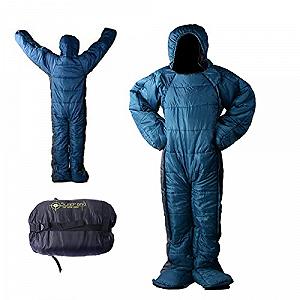 Спальний мішок Мумія XL для дорослих рюкзаків для туризму походів кемпінгу з рукавами і відділеннями для ніг бавовняна підкладка на 4 сезони тепла холодна погода - Фото 1