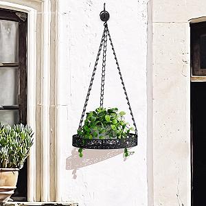 Підвісне кашпо Bomclap металеве зі стельовим гачком та ланцюжком, чорне synthetic.ua - Фото 1