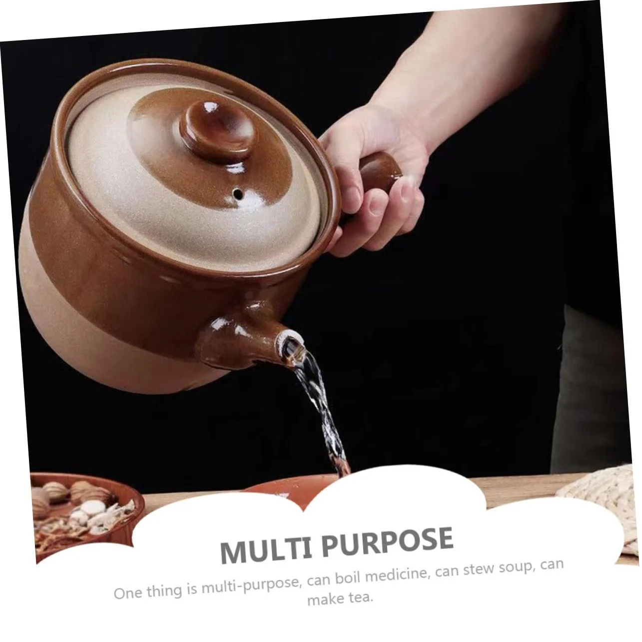 Кастрюля Garneck керамическая 1,5 л жаростойкая с ручкой для традиционной медицины, фото №2