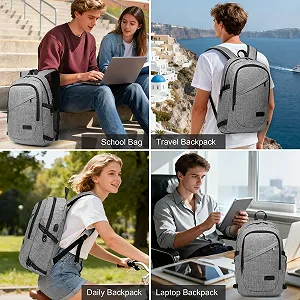 Рюкзак для ноутбука KONO 15.6 дюйма водонепроникний USB сірий synthetic.ua - Фото 1