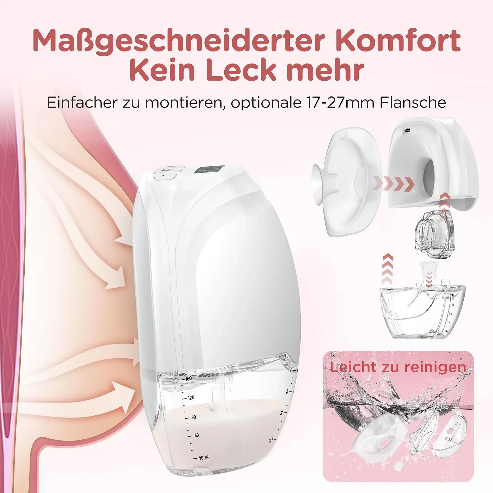 Молокоотсос электрический портативный Hands-Free Jheppbay All-in-one, безболезненный, без BPA, с фланцем 17/19/21/24 мм, 2 шт. в упаковке, фото №2 Молокоотсос электрический портативный Hands-Free Jheppbay All-in-one, безболезненный, без BPA, с фланцем 17/19/21/24 мм, 2 шт. в упаковке, фото №2