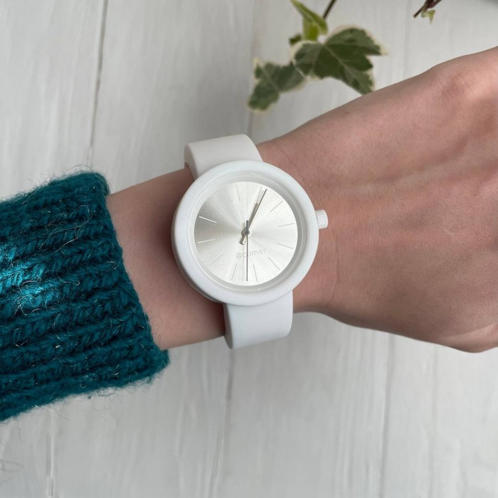 Женские силиконовые часы-конструктор actimer белый ремешок циферблат Metallic white, фото №2 Женские силиконовые часы-конструктор actimer белый ремешок циферблат Metallic white, фото №2