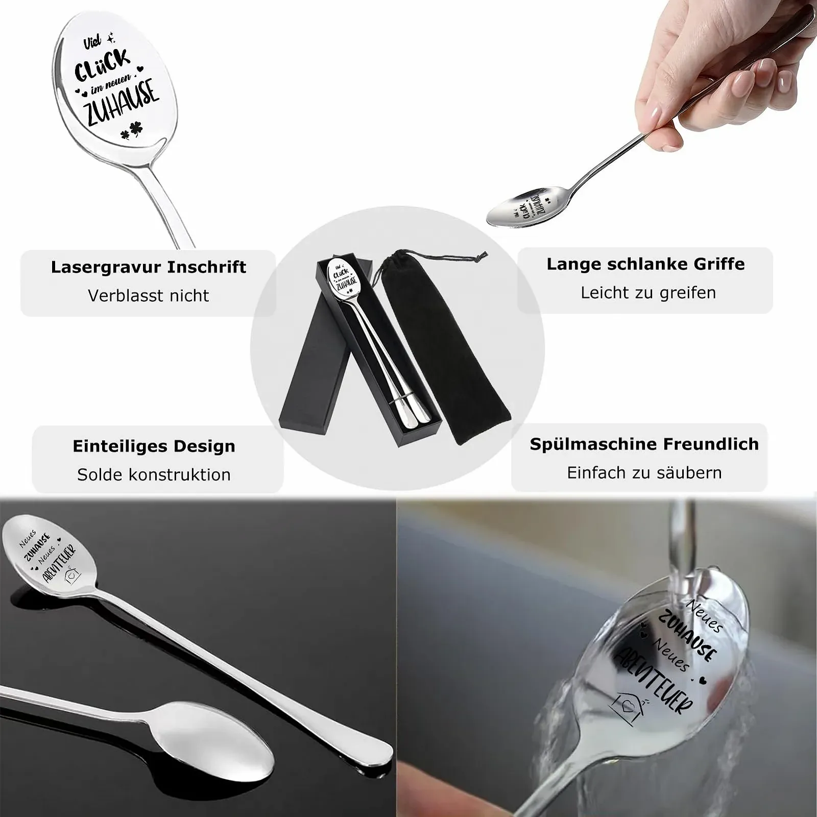 Ложка для кави нержавіюча сталь, набір 2 шт., фото №4