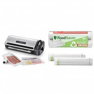 Вакуумний пакувальник FoodSaver з ріжучим пристроєм і місцем для зберігання рулонів, з ручним вакуумним пакувальником і функцією маринування, в комплекті вакуумні пакети + пластикові рулони, що переробляються - Фото 1