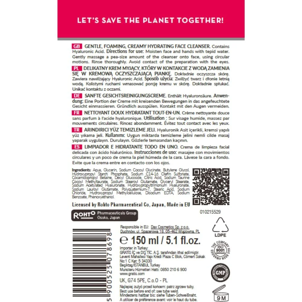 Очищуючий Засіб Hada Labo Tokyo Hydrating для Обличчя для Всіх Типів Шкіри, Зволожуючий Догляд за Обличчям 150 мл, фото №2