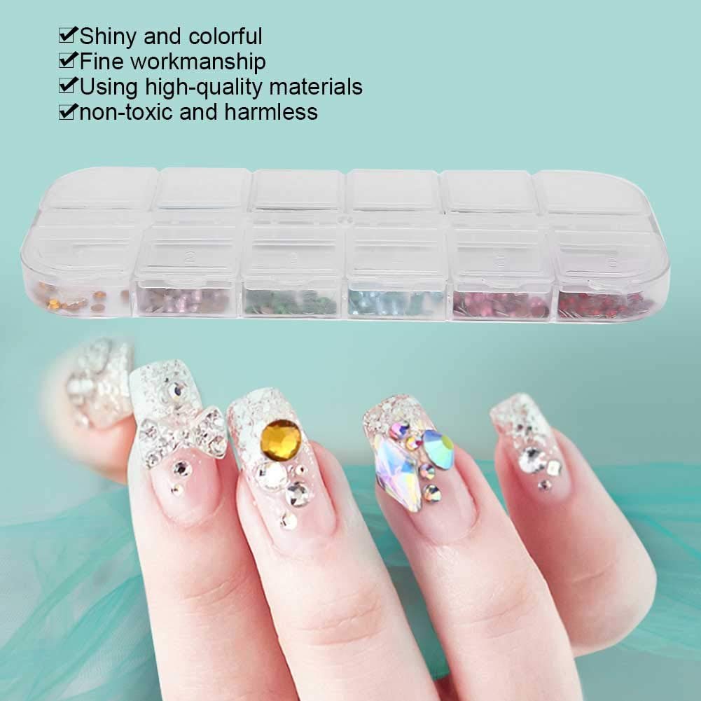 Стразы для ногтей 12 цветов для маникюра, кристаллы для ногтей для салона, фото №4
