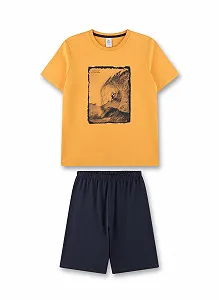 Пижама Sanetta для мальчиков Короткая Оранжевая - Фото 1
