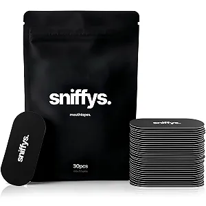 Смужки для сну Sniffys від хропіння, для кращого дихання та спокійного сну, 30 шт, чорний колір - Фото 1