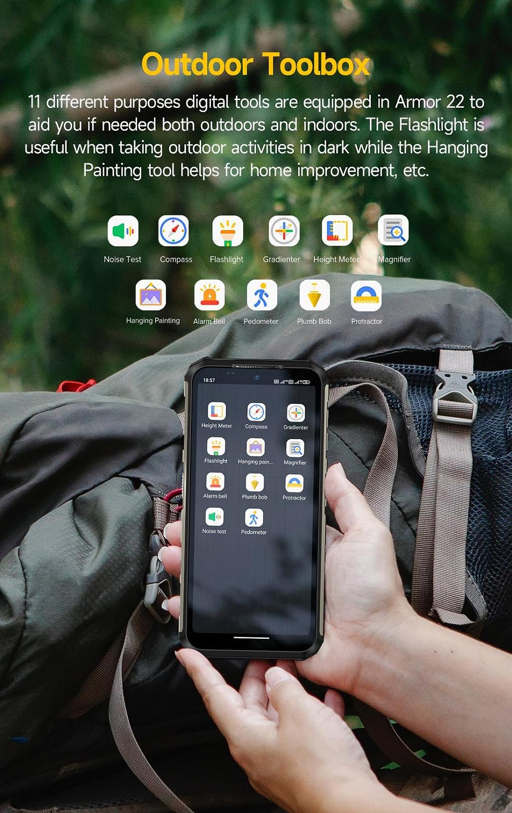 Защищенный смартфон Ulefone Armor 22 64 MP + 64 MP 16 GB + 128 GB 6.58" FHD + 120 Hz IP68 IP69K Android 13 NFC Green, фото №9