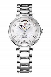 Женские часы Автоматические Swiss Made COVER COA8 Lady Diamond Open Heart Ремешок из нержавеющей стали, сапфировое стекло - Фото 1