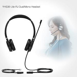 Гарнитура Yealink YHS36 соединение QD к RJ9 двойная 170г 2.1м кабель synthetic.ua - Фото 1