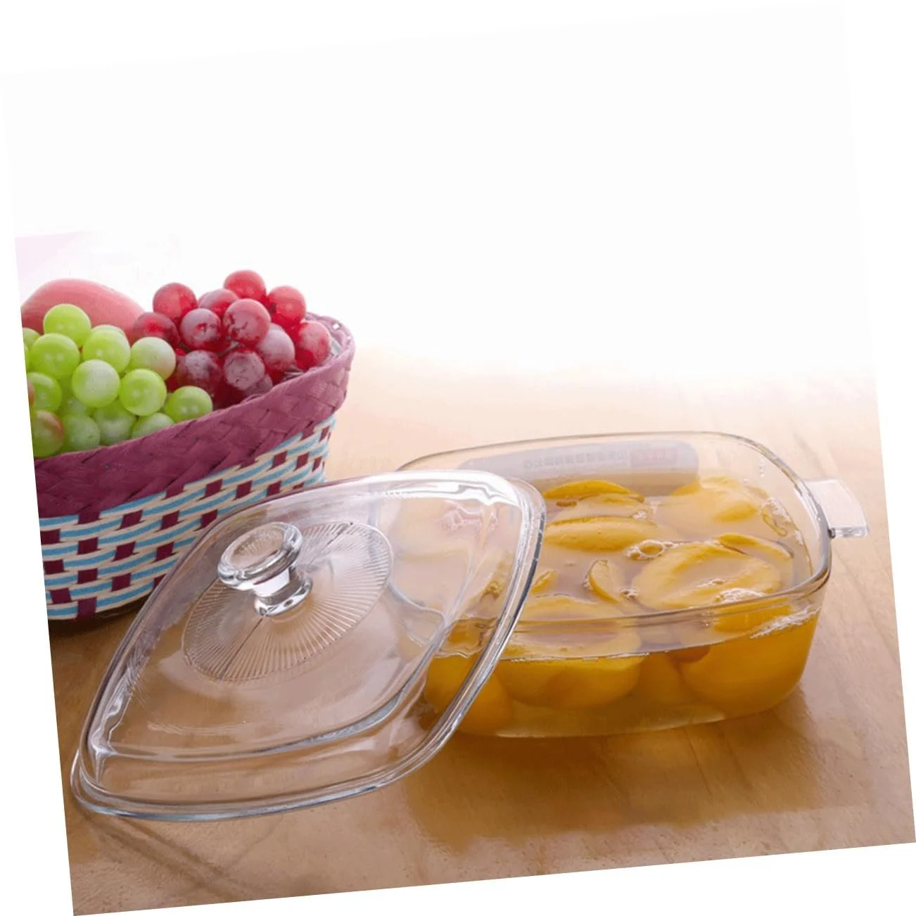 Стеклянная миска Прямоугольная Термостойкая с крышкой Ударопрочная, фото №6