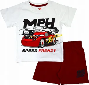 Пижама eplusm для мальчиков с машинками, короткие рукава, хлопок, мультяшный рисунок - Фото 1