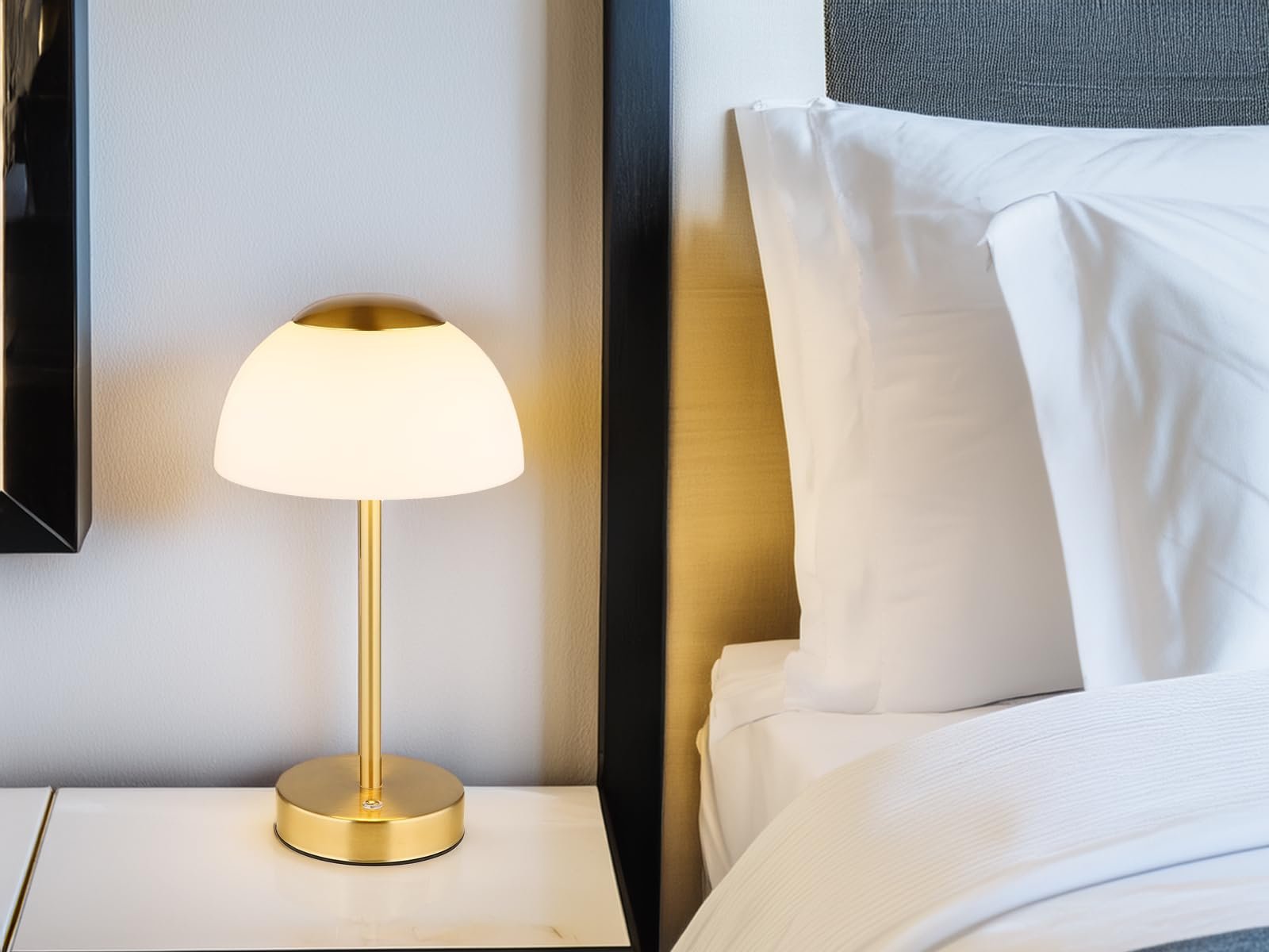 Набір із 2 настільних ламп meineWunschleuchte Dimmable Battery USB 31 см Латунь, фото №6