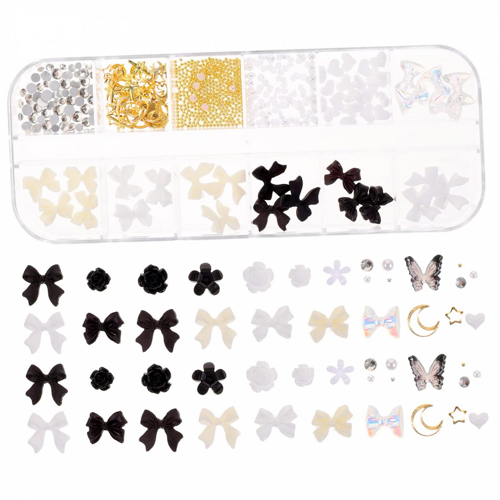 Стразы для ногтей VILLCASE Черные Бриллианты для ногтей 4 шт., подвески для нейл-арта, драгоценные камни для ногтей, подвески для ногтей своими руками, серебряные заклепки для ногтей 3d, пять лепестков, смола, фото №5