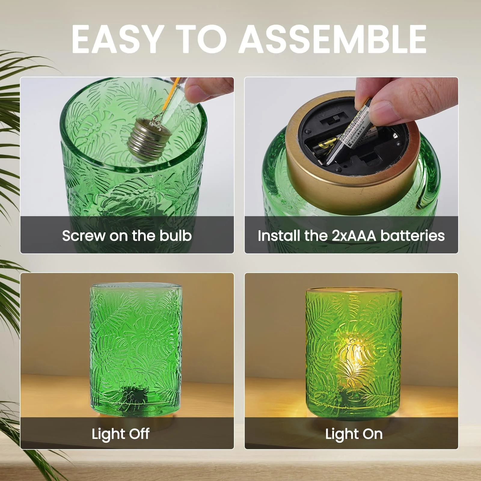 Настільна лампа Bonlux Бездротова Скло Зелена, фото №6