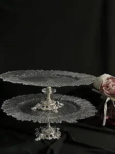 Блюдо, фруктовниця, тортовниця на срібній ніжці. - Фото 1