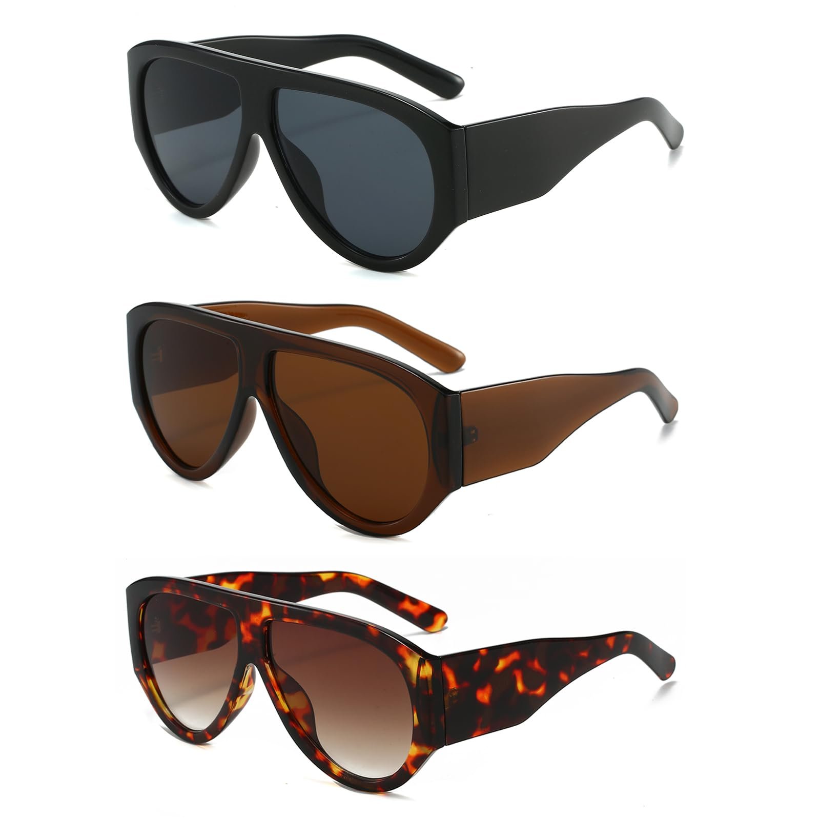 Вінтажні великі сонцезахисні окуляри LJCZKA для жінок і чоловіків, ретро-пілотні, модні овальні, фото №6