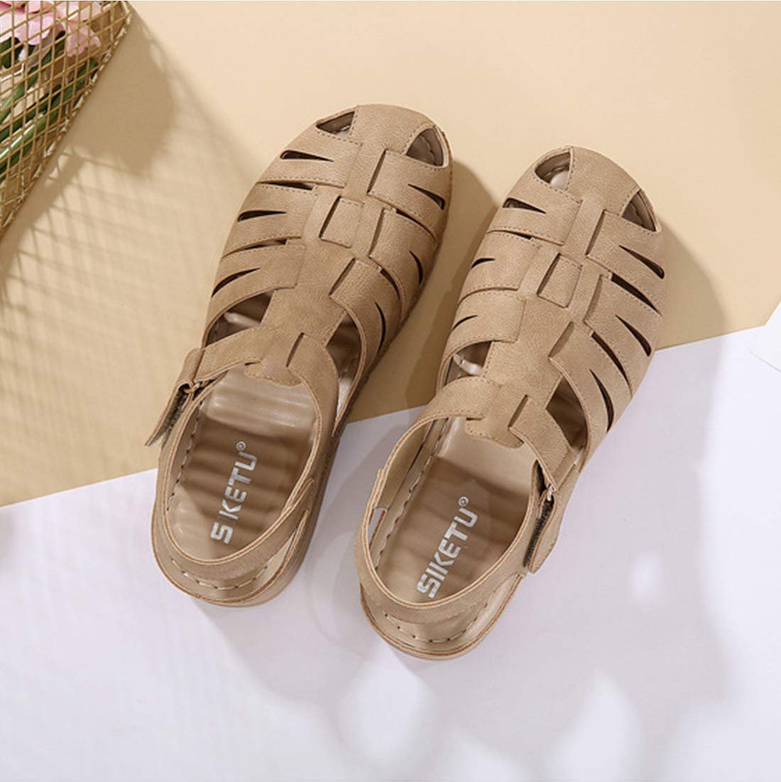 Жіночі сандалі із закритим носком М'яка шкіра Повсякденні літні, фото №2