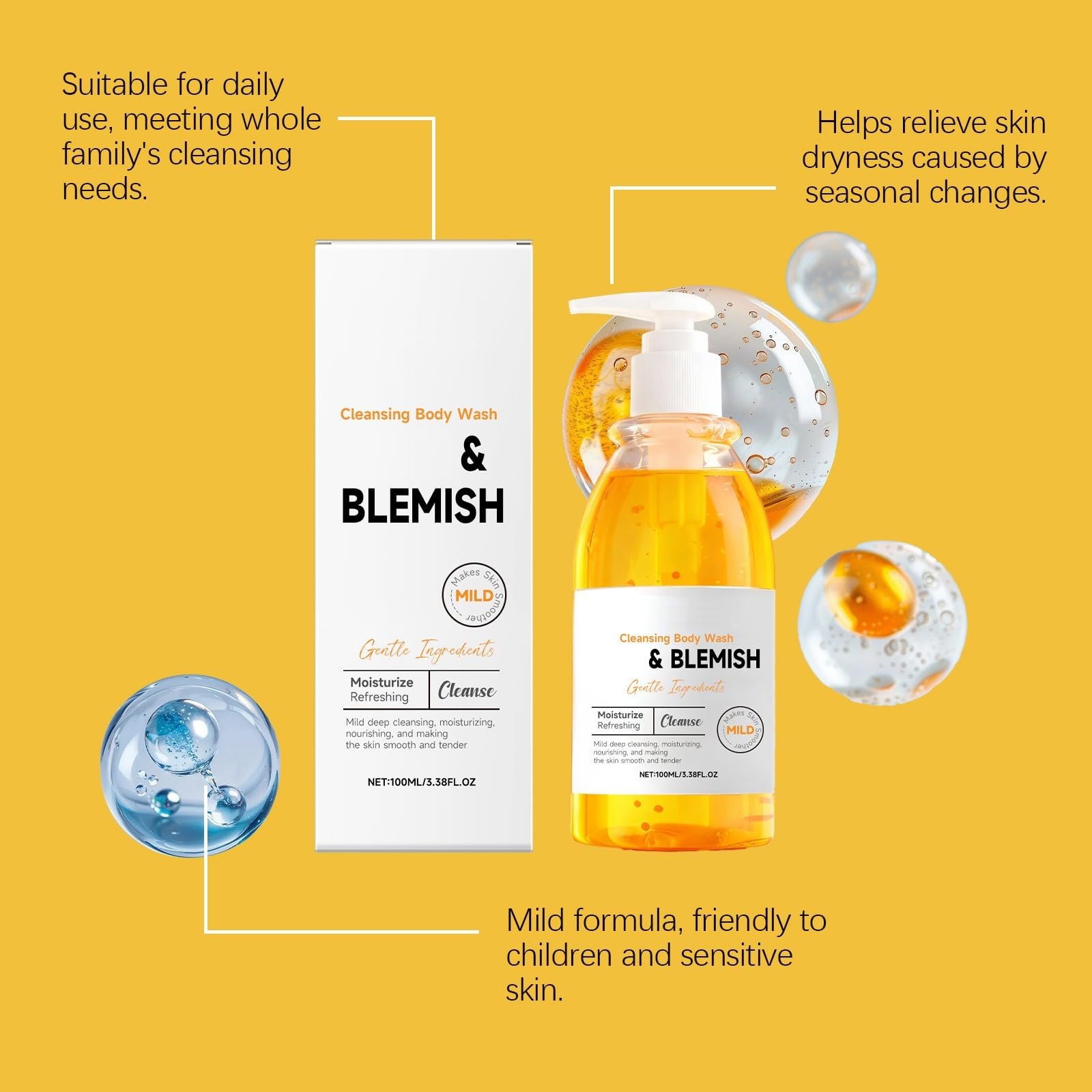 Гель для душу Cleansing Body Wash зволожуючий з м'якою формулою, ароматний (3 шт.), фото №4