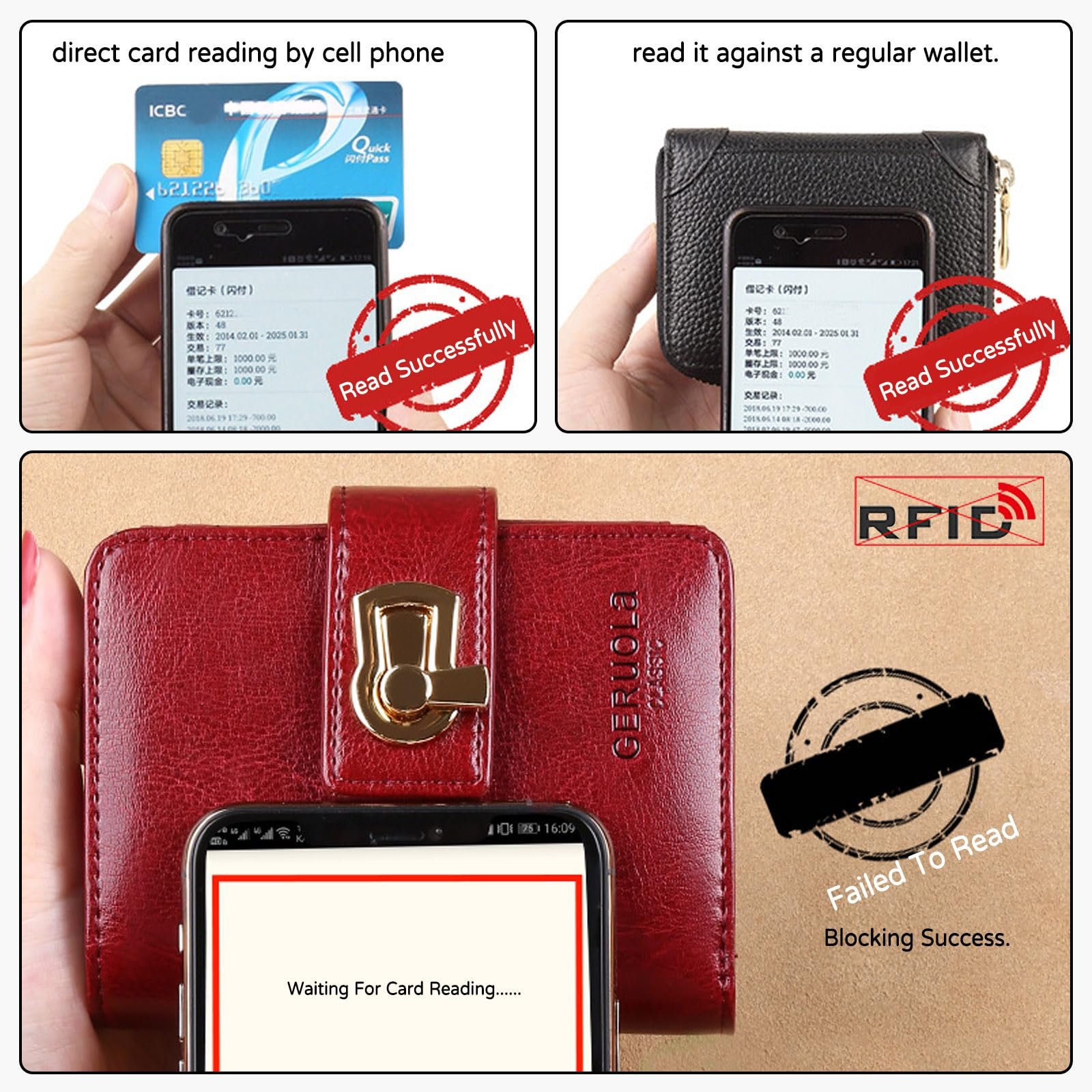 Кошелек PORRASSO Женский Модный Кожаный RFID Защита Маленький Кошелек Держатель для Кредитных Карт с 11 Отделениями для Карт, красный, Модный, фото №4