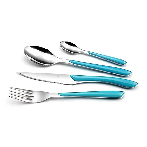 Набір столових приборів Amefa Eclat 2214TUMBA1B60, 16 предметів, на 4 персони, нержавіюча сталь ABS 18 0, бі-інжекція, акрилонітрил-бутадієн-стирол SAN, бірюзовий ціна на synthetic.ua - Фото 1 Набір столових приборів Amefa Eclat 2214TUMBA1B60, 16 предметів, на 4 персони, нержавіюча сталь ABS 18 0, бі-інжекція, акрилонітрил-бутадієн-стирол SAN, бірюзовий synthetic.ua - Фото 1