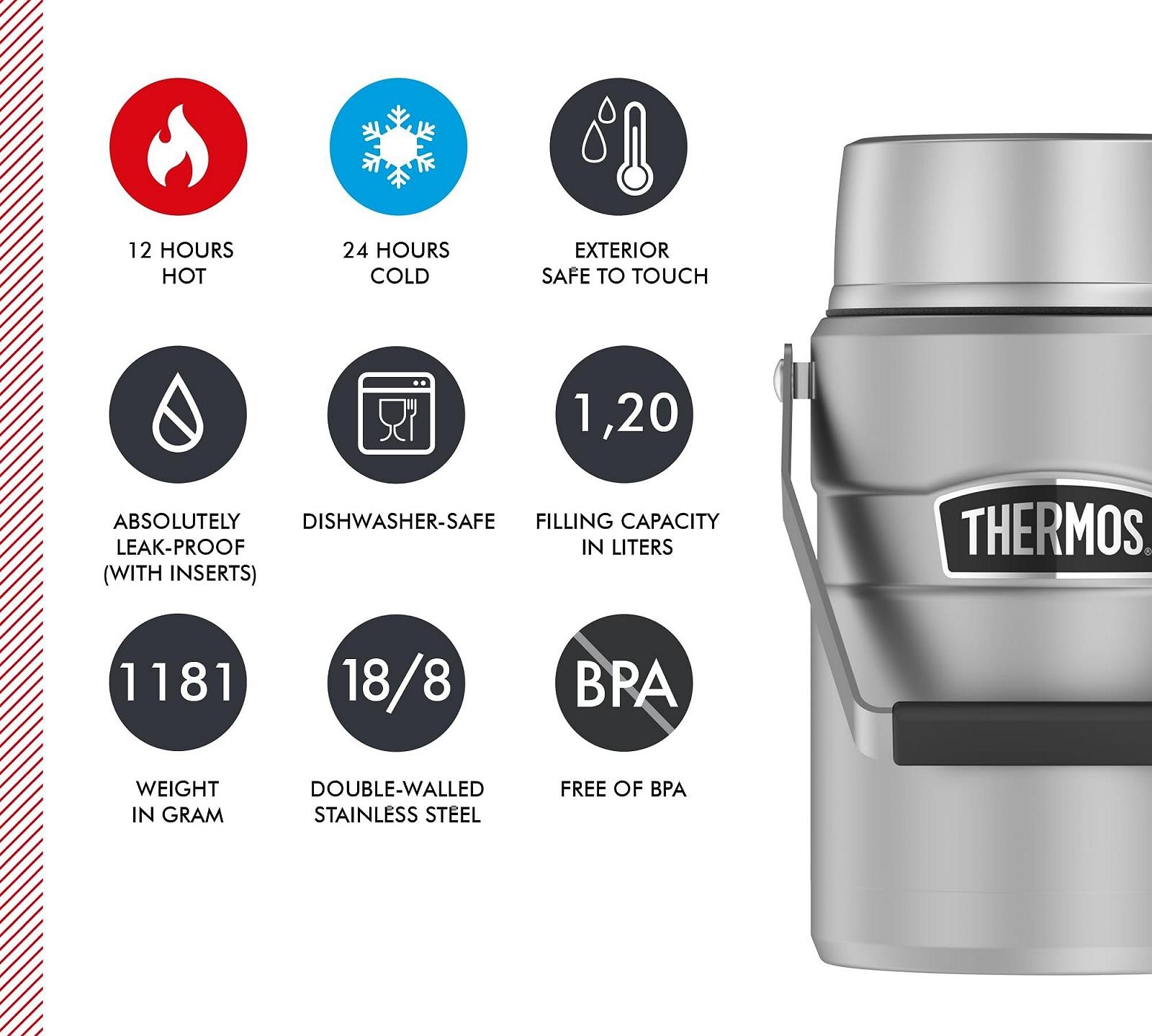 Термос для їжі Thermos STAINLESS KING 1,20 л Stainless Steel Silver, фото №4 Термос для їжі Thermos STAINLESS KING 1,20 л Stainless Steel Silver, фото №4