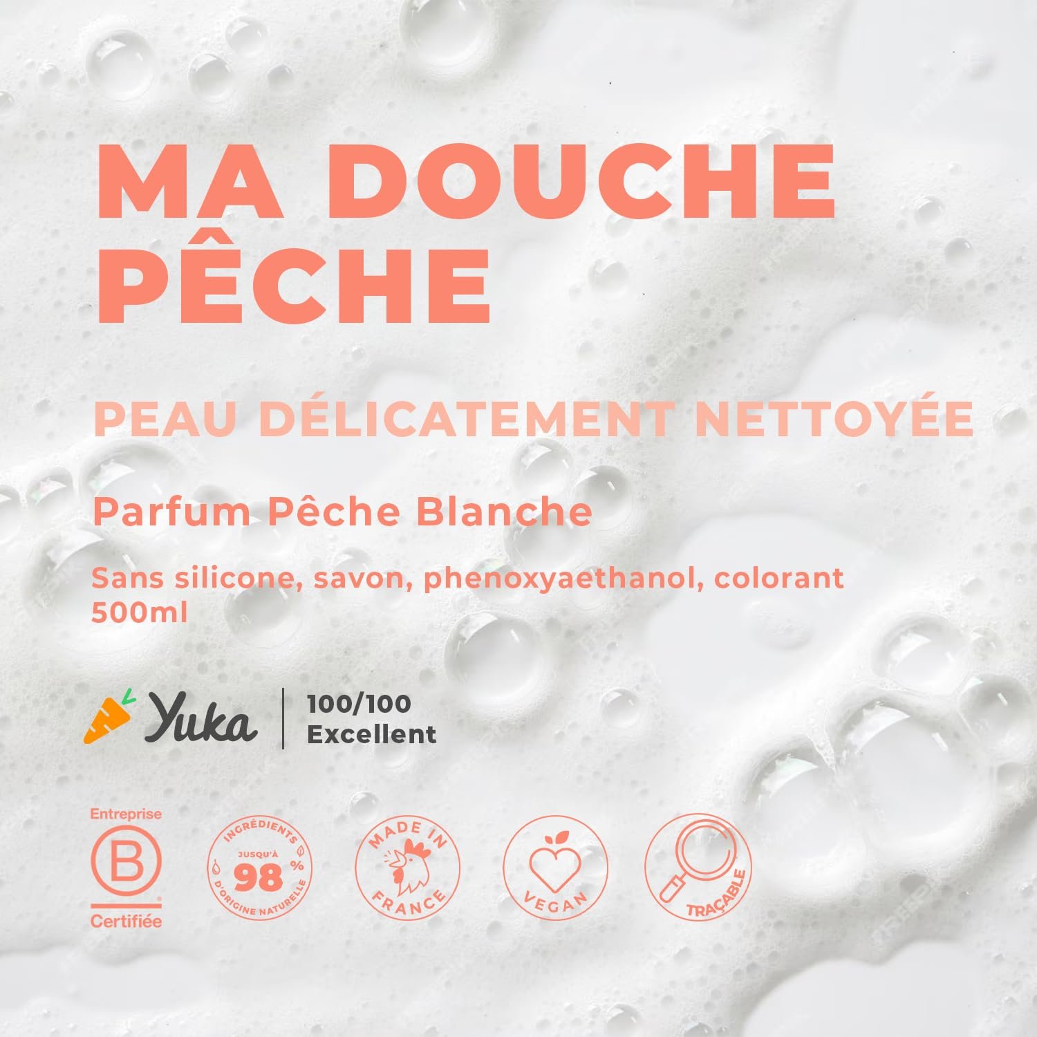 Гель для душа ENERGIE FRUIT Персик и рисовая вода pH-нейтральный Веганский 500 мл, фото №3