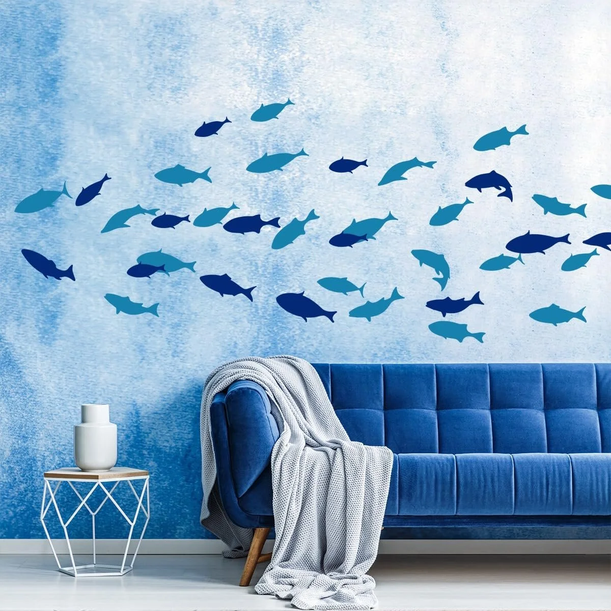 Набор наклеек на стену Fish 143 x 57 см Синий, фото №1