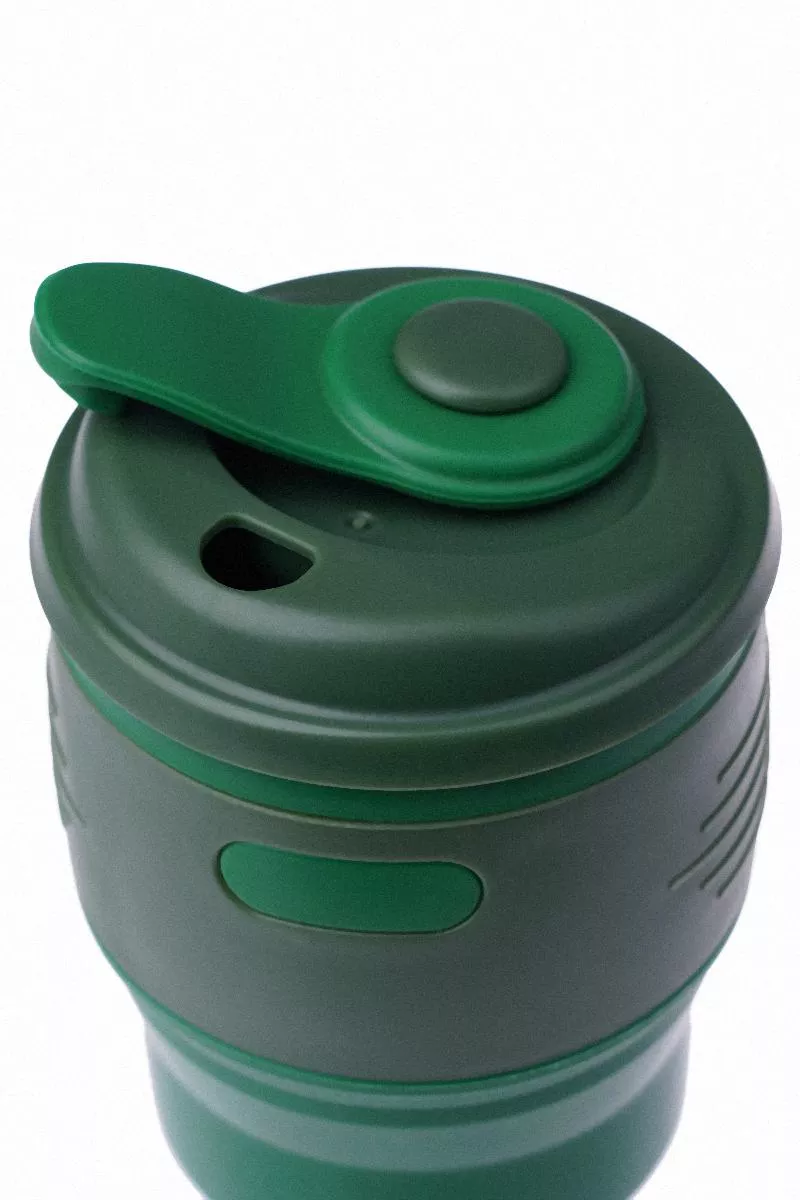Складной силиконовый стакан с крышкой Tonna Barrel ARMY, фото №4 Складной силиконовый стакан с крышкой Tonna Barrel ARMY, фото №4