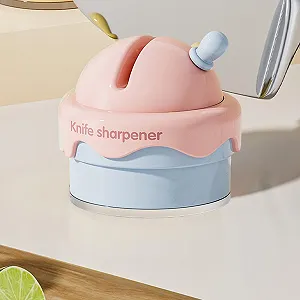 Точило для ножів та ножиць ручна портативна на присосці Рожева synthetic.ua - Фото 1