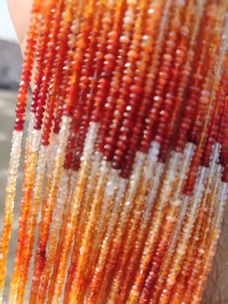 Натуральный мексиканский огненный опал, круглые граненые бусины 2.5-3 мм, нить длиной 33 см, камни для ожерелья и браслета, фото №4