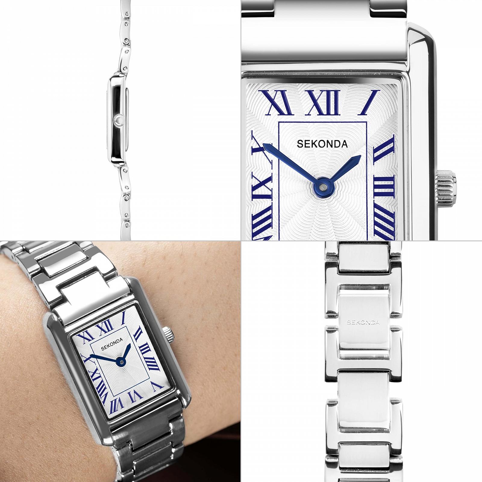 Жіночий годинник Sekonda Colette Classic 22 мм з ремінцем, білим циферблатом, білий, сріблястий, фото №2