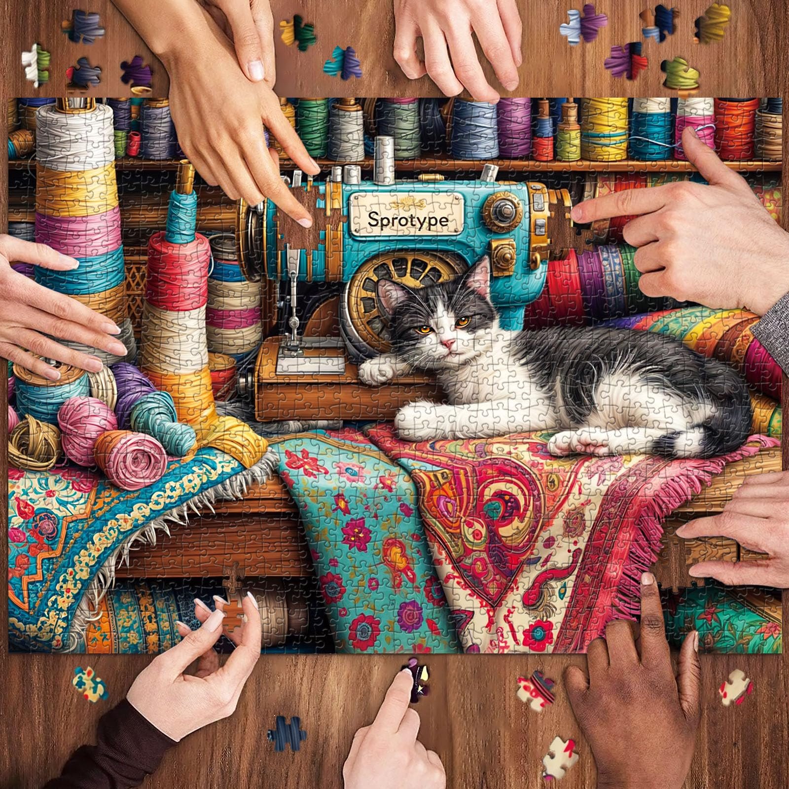 Пазл Tailor Cat, 1000 елементів, Різнокольоровий, фото №3 Пазл Tailor Cat, 1000 елементів, Різнокольоровий, фото №3