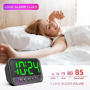 Цифровой будильник Azyh с большим LED-дисплеем, громкий будильник для тех, кто крепко спит, электрические настольные часы с регулируемой громкостью, яркостью, повтором сигнала, 12/24 ч synthetic.ua - Фото 1