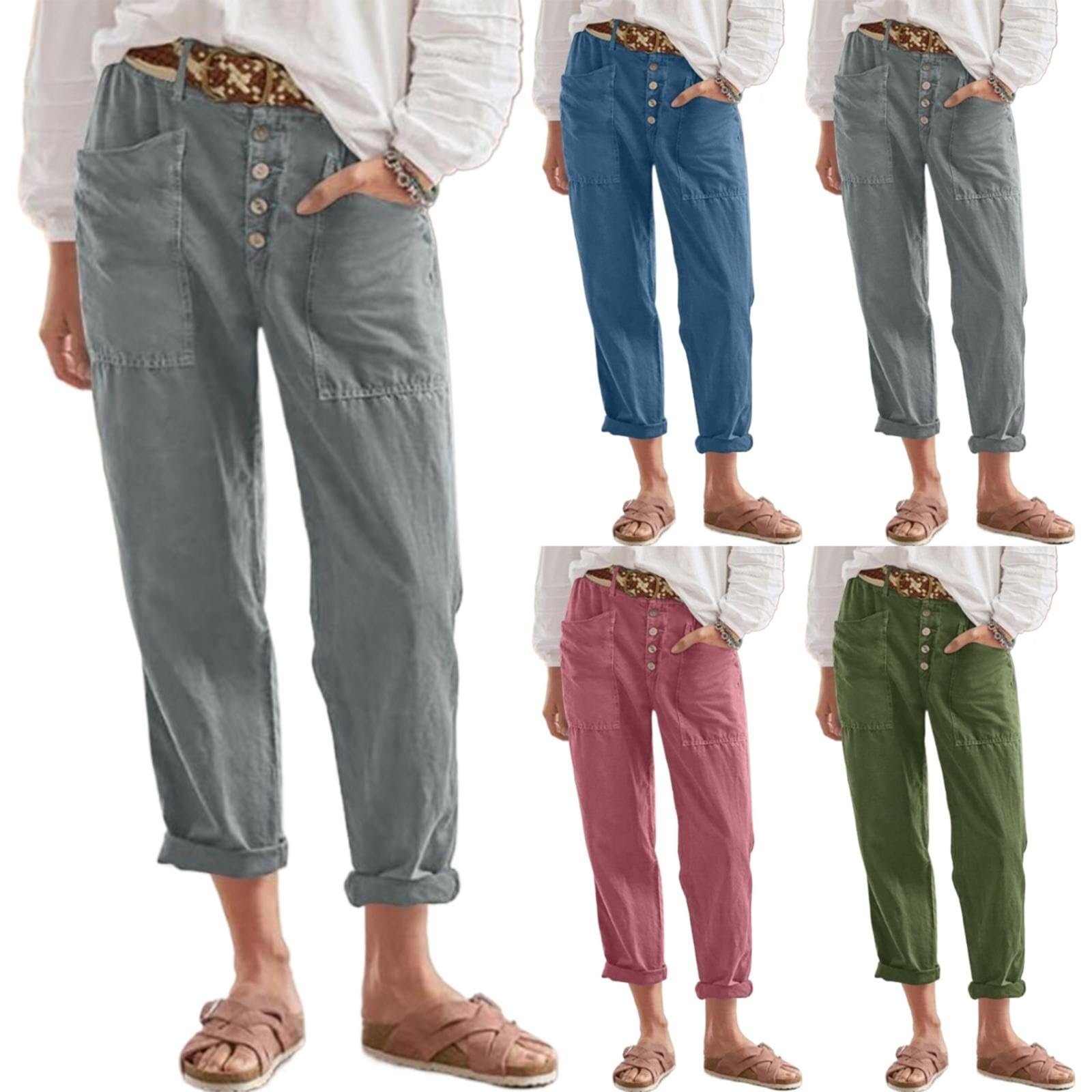 Брюки льняные Generisch Женские с высокой посадкой, фото №1