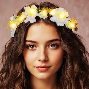 Вінок зі світлодіодними квітами Zoestar, білий, один розмір synthetic.ua - Фото 1