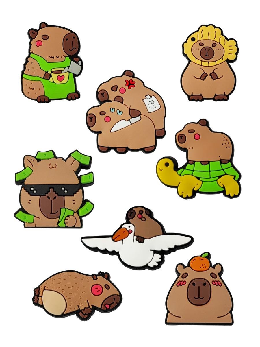 Джибітси Капібара capybara Jibbitz 8 шт аксесуари Крокс прикраса Dz_158_1, фото №1