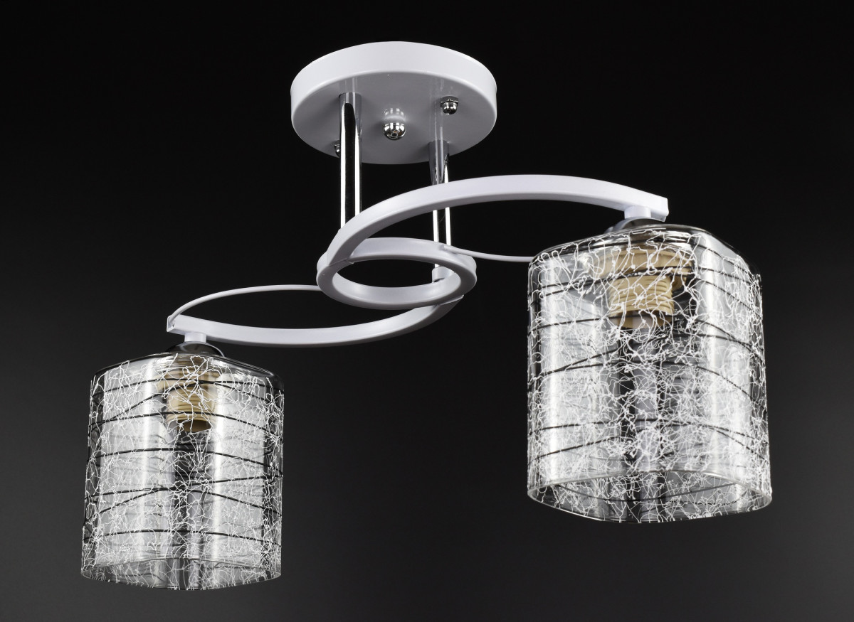 Люстра потолочная на 2 лампочки 6634B/2-wh Белый 26х16х45 см, фото №1 Люстра потолочная на 2 лампочки 6634B/2-wh Белый 26х16х45 см, фото №1