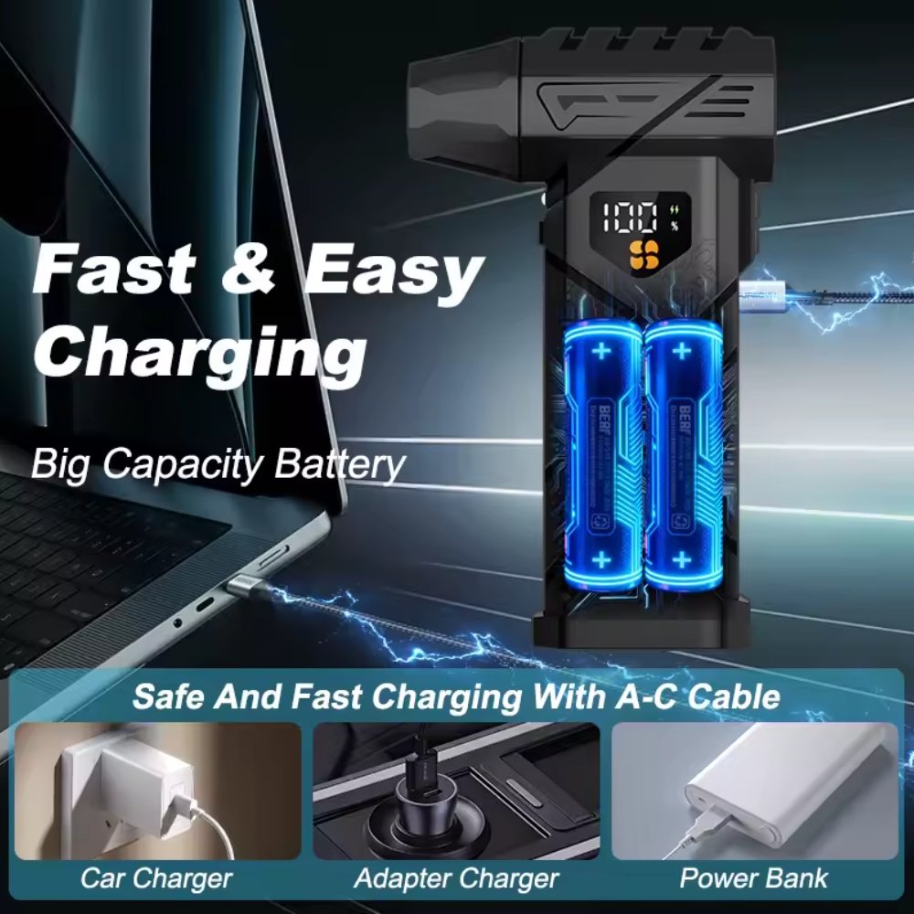 Портативний турбовентилятор Violent HFX-01 Turbo Jet Fan 680000 RPM Black, фото №7